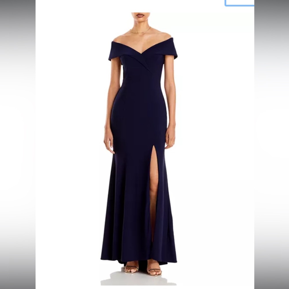 Aqua Off The Shoulder Gown Navy Size 12